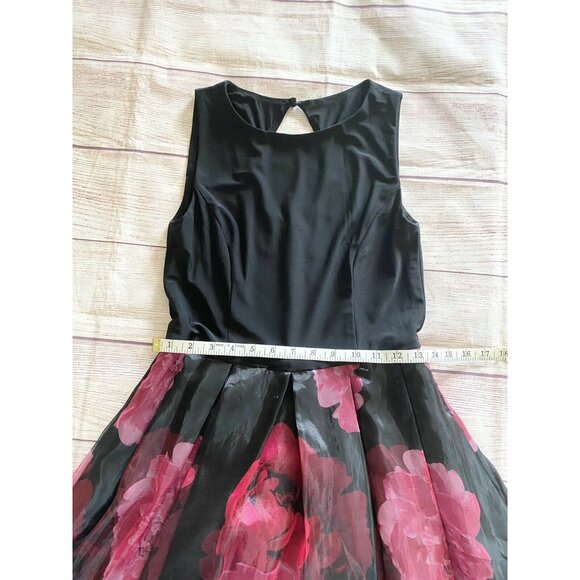 Eliza J Women's Jersey Black And Red Floral Ball Gown - 4 - Picture 8 of 13